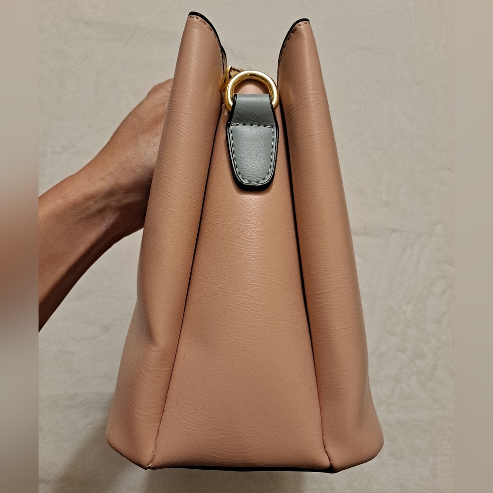 Jane Novo Pink Tan & Blue Colorblock Convertable Handbag Crossbody Bag - Picture 2 of 10